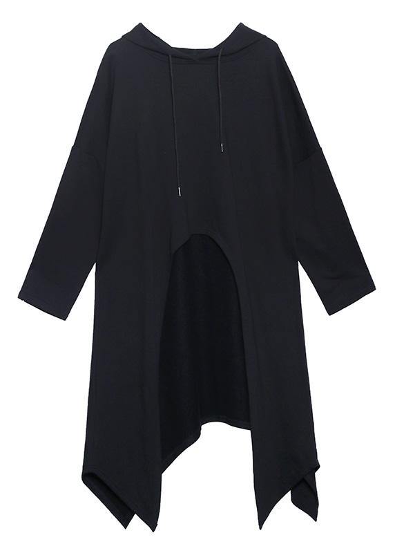 Hooded Asymmetric Clothes for Ideas Black Shirt