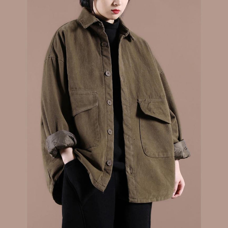 Lapel Button Down Spring for Chocolate Short Coats