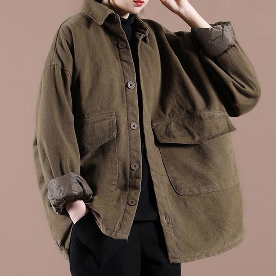 Beautiful lapel Button Down  spring for women chocolate short coats