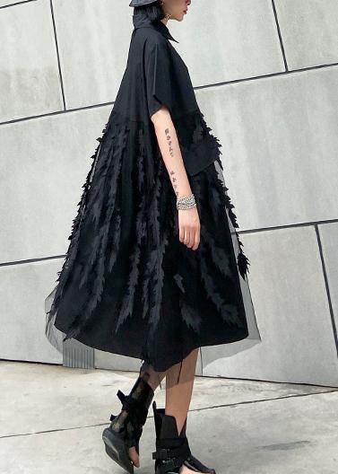 Lapel Tulle Cotton Summer Clothes for Shape Blue Dress