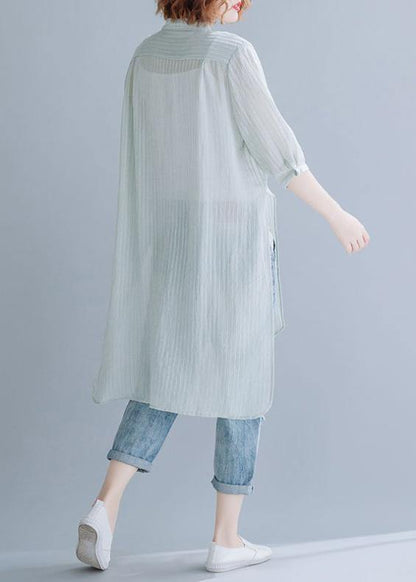 Light Green Cotton Clothes for Stand Collar Oversized Shirt