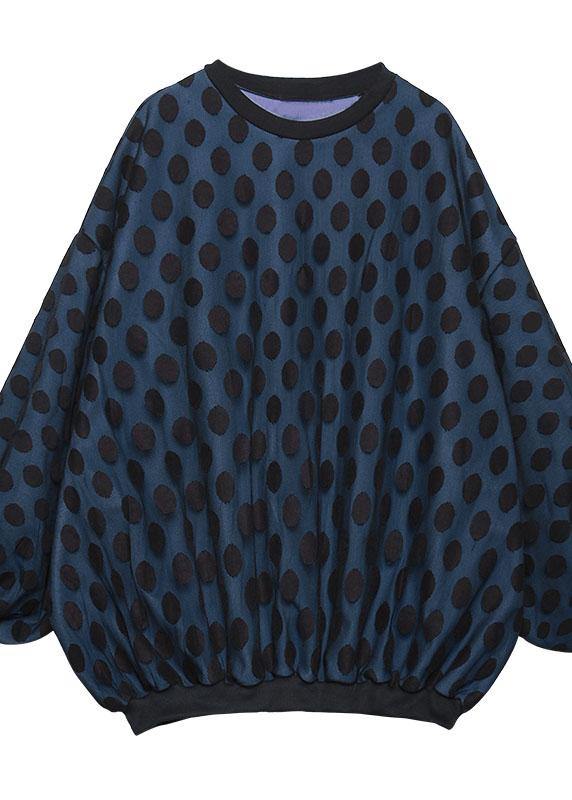 O Neck Batwing Sleeve Cotton Shirts Outfits Red Dotted Shirt