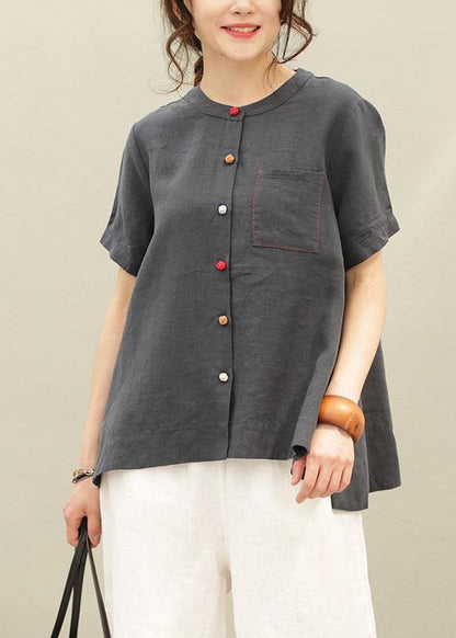 O Neck Asymmetric Linen Summer Tops Silhouette Tutorials Navy Shirt