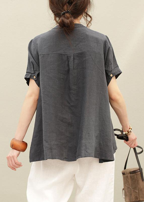 O Neck Asymmetric Linen Summer Tops Silhouette Tutorials Navy Shirt