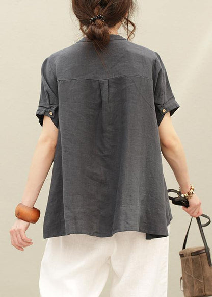 O Neck Asymmetric Linen Summer Tops Silhouette Tutorials Navy Shirt
