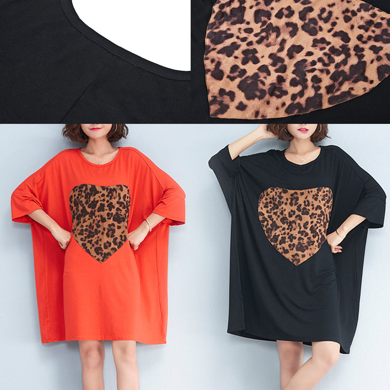 O Neck Baggy Cotton Clothes Pattern Orange Dresses Summer
