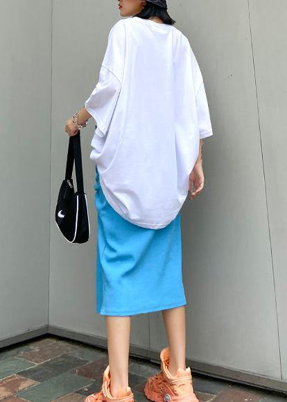 O Neck Baggy Cotton Crane Tops Pattern Letter Tops