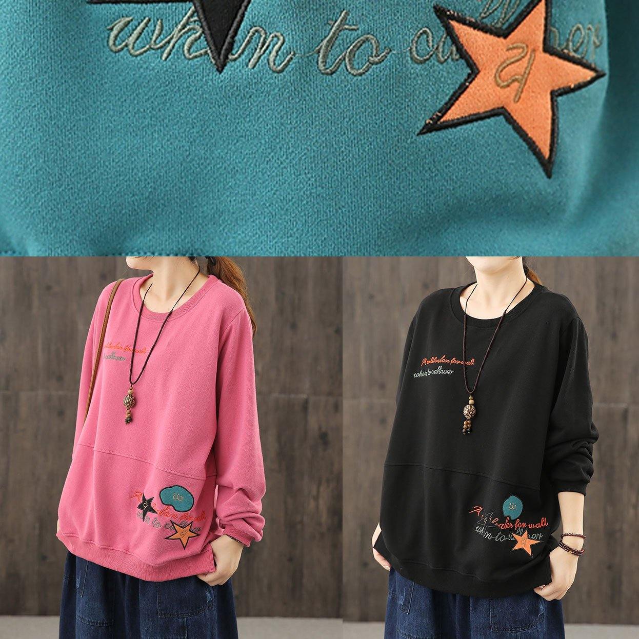 Beautiful o neck clothes Sleeve black Cartoon print blouses