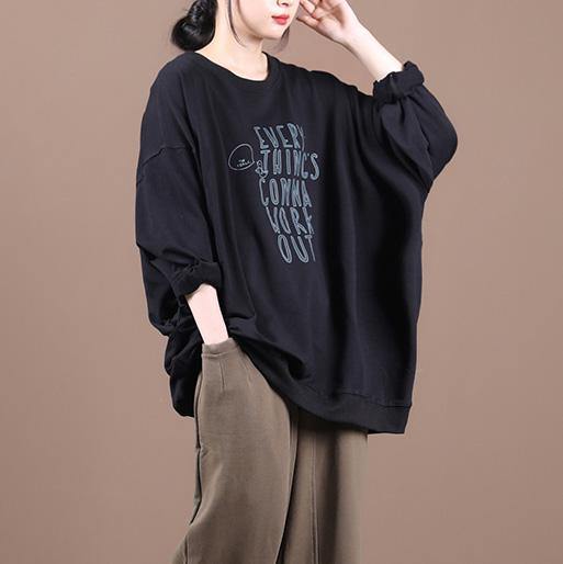 O Neck Patchwork Tops Blouses Ideas Black Letter Blouse