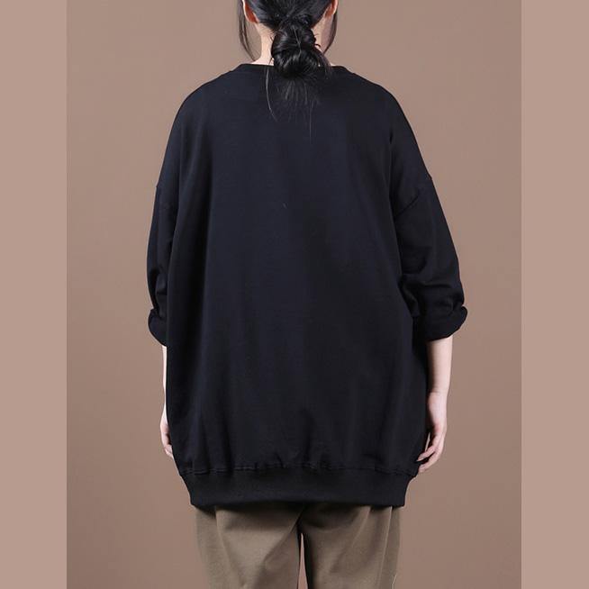 O Neck Patchwork Tops Blouses Ideas Black Letter Blouse