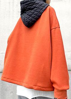 Beautiful orange Figure printing clothes For Women Tutorials hooded blouse