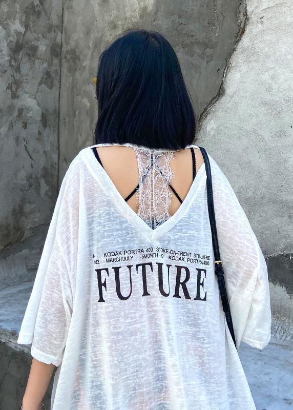 Patchwork Lace Cotton Prints Summerclothes Work Outfits White Shirt