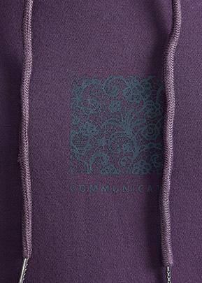 Beautiful purple tunic top hooded drawstring blouses