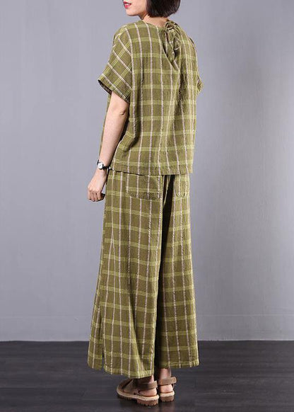Red Plaid Cotton Pakistani Design Split Two Piece Suit