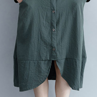 Stand Collar Cotton Tunics Wardrobes Black Oversized Dress