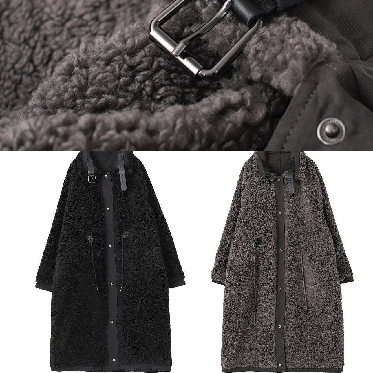 Stand Collar Drawstring Clothes for Gray Chocolate Daily Outwear