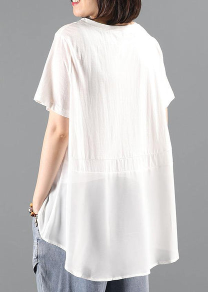 White Tops Wardrobes O Neck Patchwork Summer Tops
