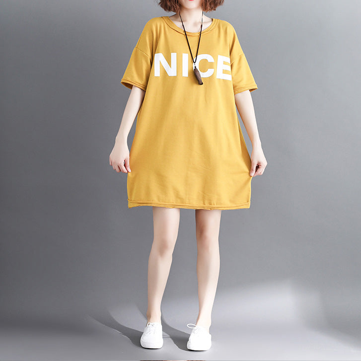 Yellow Cotton Clothes Omychic Tutorials O Neck Letter Clothing Tops