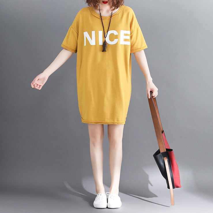 Yellow Cotton Clothes Omychic Tutorials O Neck Letter Clothing Tops