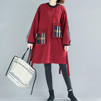 Black Cotton Clothes Patchwork Oversized Side Open Dress