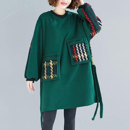 Black Cotton Clothes Patchwork Oversized Side Open Dress