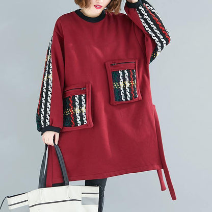 Black Cotton Clothes Patchwork Oversized Side Open Dress