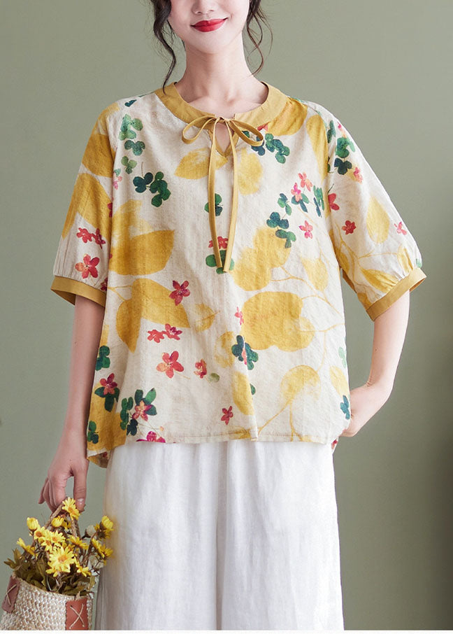 Green Print Clothes Ruffled Asymmetric Clothing Top
