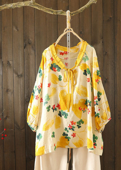 Beautiful Green Print Clothes Ruffled Asymmetric Plus Size Clothing Top