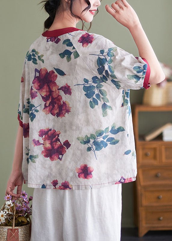Green Print Clothes Ruffled Asymmetric Clothing Top