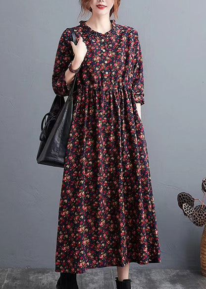 Half Sleeve Cotton Summertunics Shape Green Prints Robe Dresses