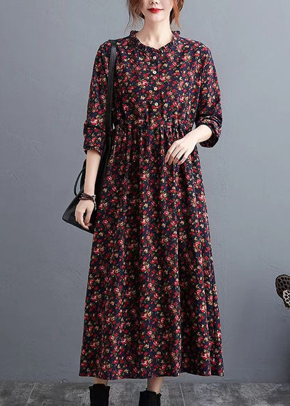 Half Sleeve Cotton Summertunics Shape Green Prints Robe Dresses