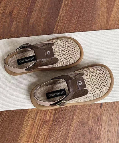 Beige Breathable Mesh Splicing Hiking Sandals