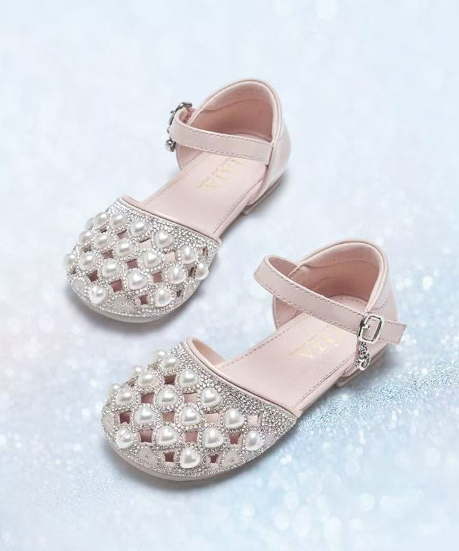 Beige Buckle Strap Nail Bead Zircon Best Baby Sandals for Walking