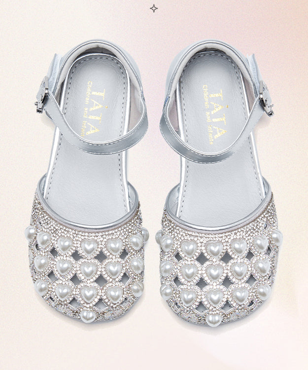 Beige Buckle Strap Nail Bead Zircon Best Baby Sandals for Walking