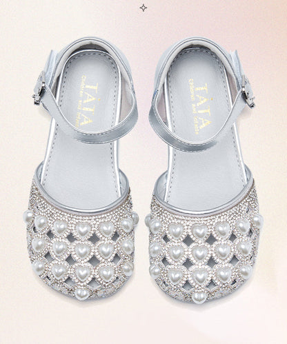 Beige Buckle Strap Nail Bead Zircon Best Baby Sandals for Walking