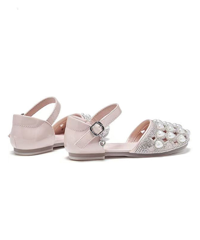 Beige Buckle Strap Nail Bead Zircon Best Baby Sandals for Walking