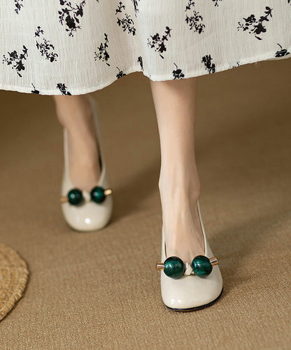 Beige Faux Leather Splicing High Heels