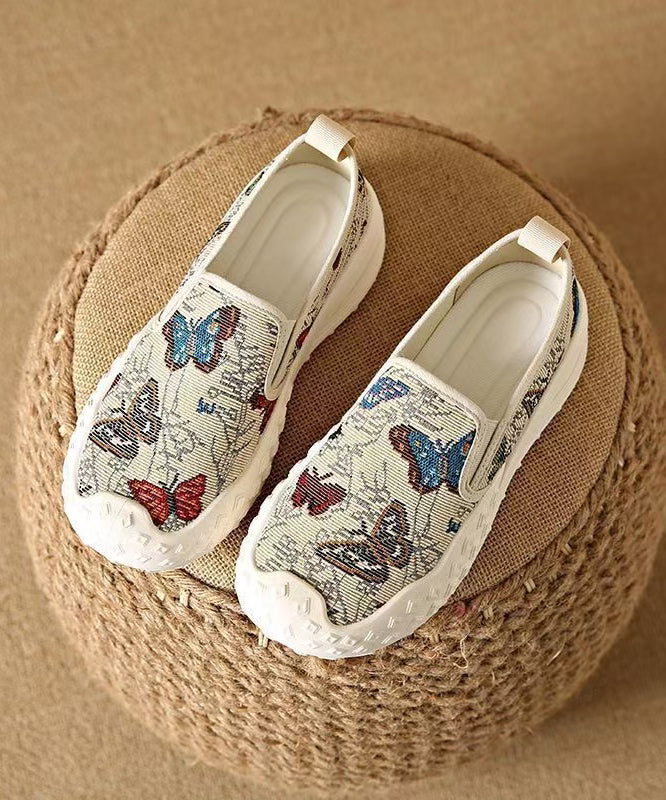 Beige Flat Shoes for Cotton Fabric Diy Flat Shoes for