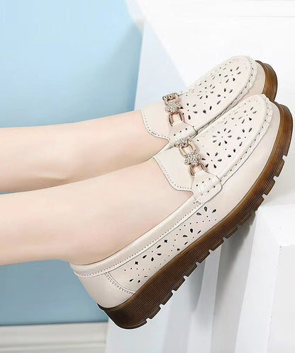 Beige Flat Shoes Hollow Out Flat Shoes for