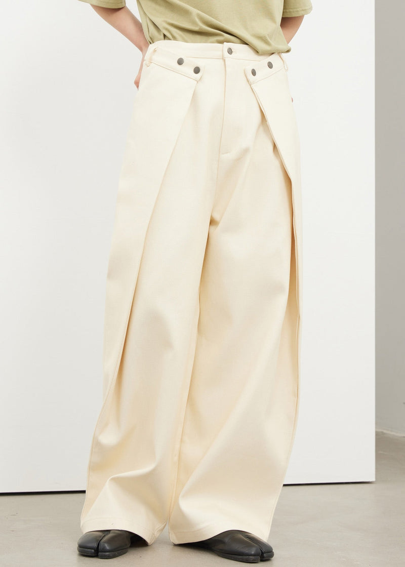 Beige High Waist Wide Leg Pants Fall