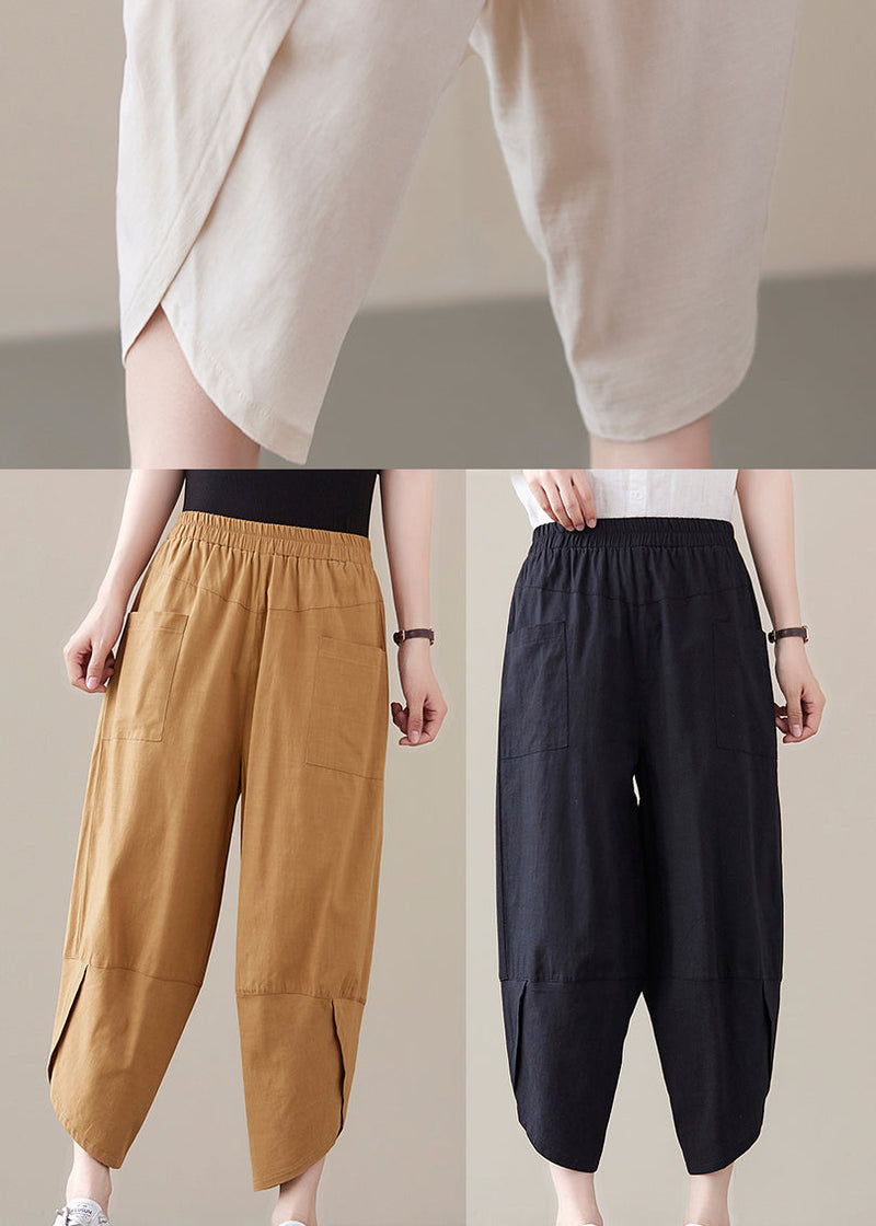 Beige Loose Pants Asymmetrical Design Spring