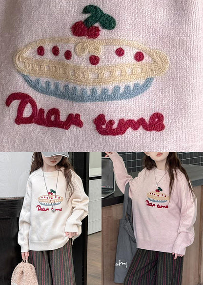 Beige Patchwork Warm Fleece Cotton Knit Sweaters Spring