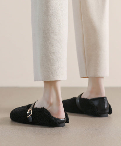 Beige Penny Loafers Faux Fur Stylish