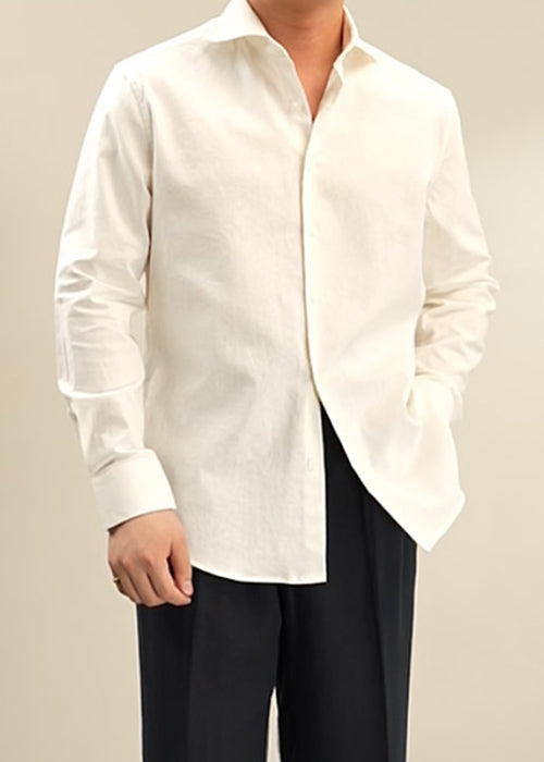 Beige Cotton Shirt Clothing Peter Pan Collar