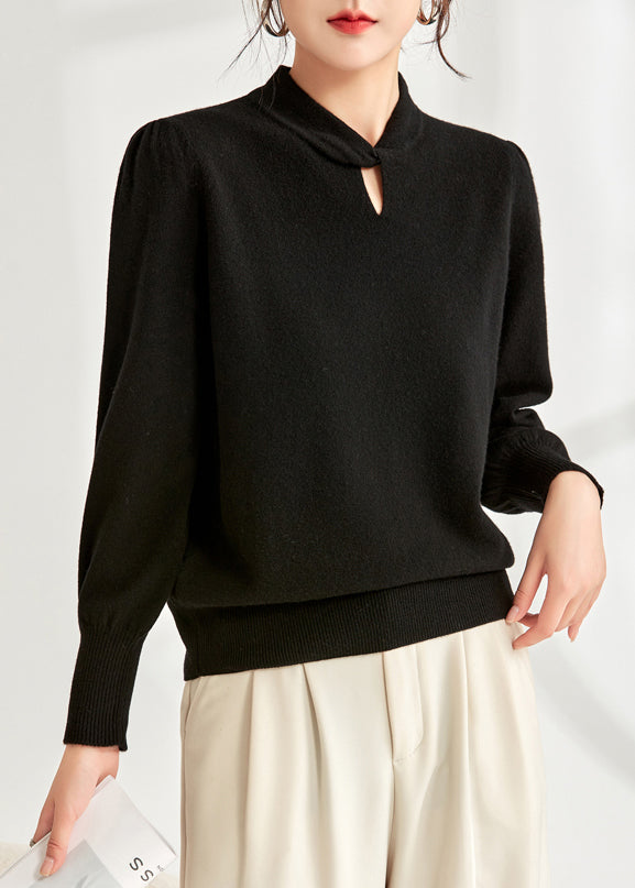 Beige Loose Wool Knit Sweater Hollow Out Spring