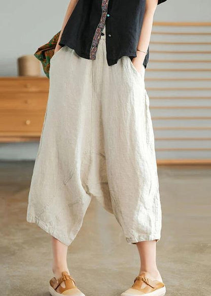 Red Geometry Color Linen Pocket Pants