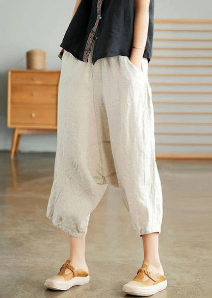 Yellow Geometry Color Linen Pocket Pants