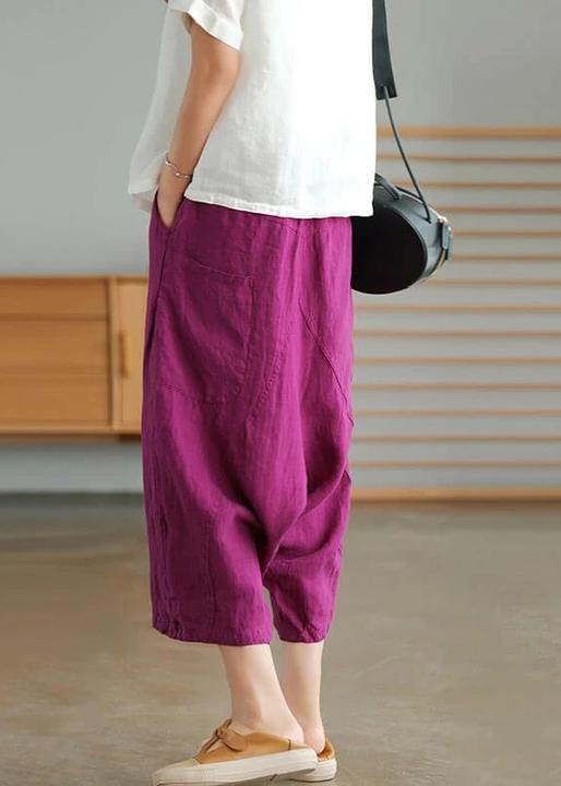 Yellow Geometry Color Linen Pocket Pants