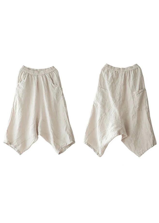 Red Geometry Color Linen Pocket Pants