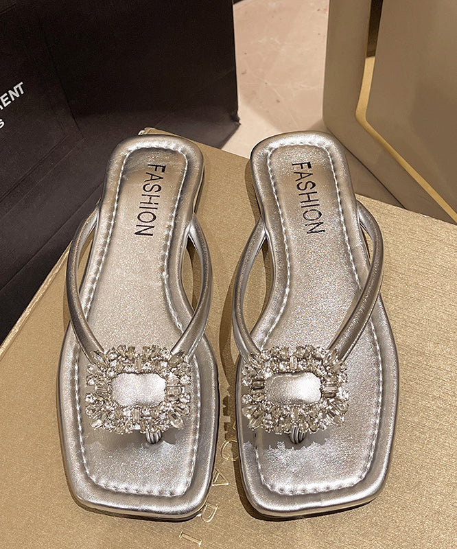 Beige Zircon Versatile Splicing Flip Flops